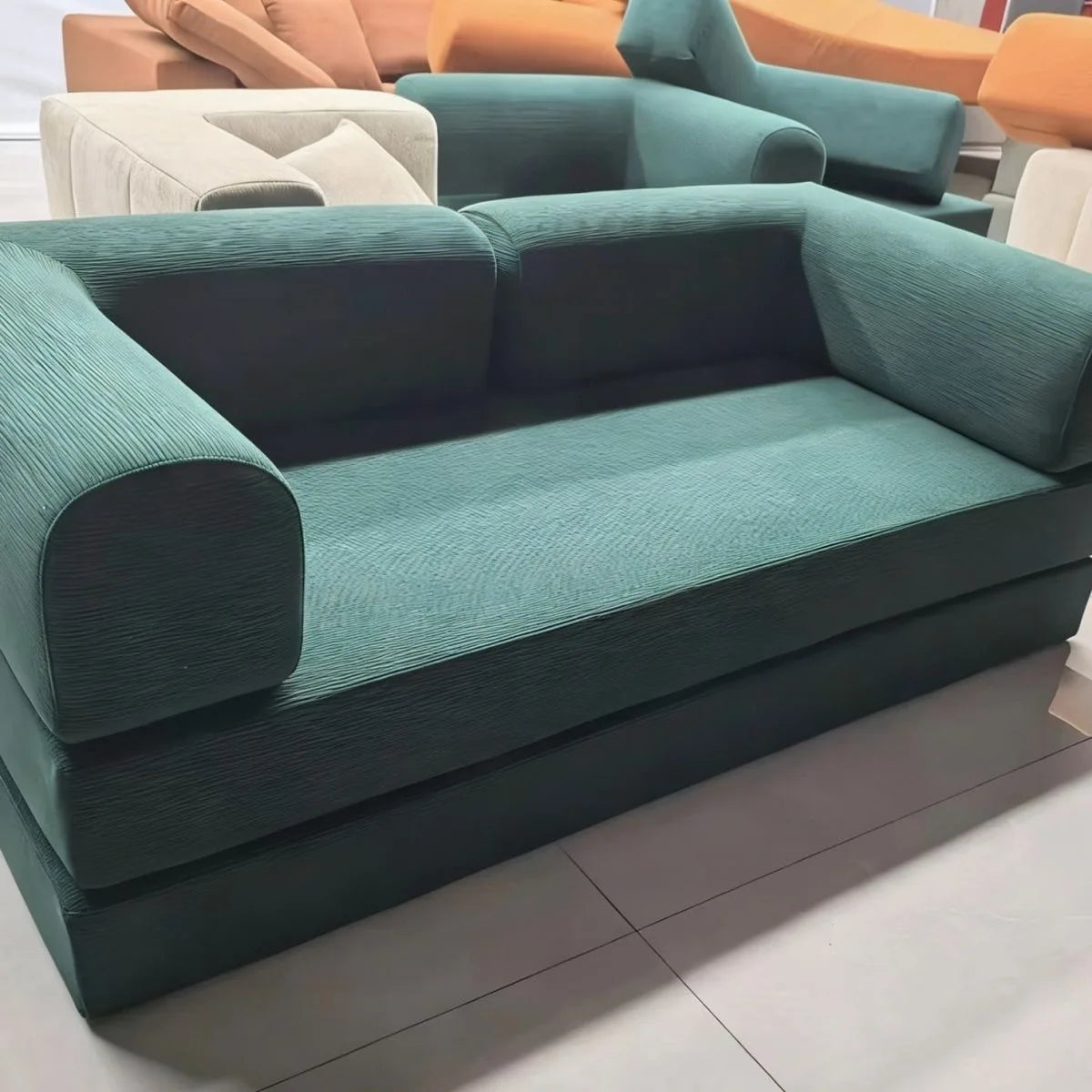 Italian Compressed Sofa Minimalist Retro Corduroy Sofa Bed Lounge Modular Couch Foldable Washable Customizable for Living Room