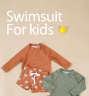 Summer Baby-Boys Toddler Long Sleeved Rashguard Swim Bathing Suit Set Long Sleeve Round Collar Sunscreen Swimsuit