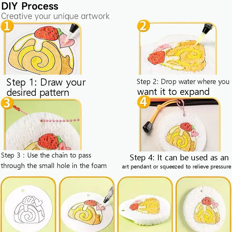 Magic Puffy Paint, 3D Drawing Magic Canvas Sponge, Texture Painting Kit, DIY Bubble Drawing Pens Art Supplies Crafts For Kids