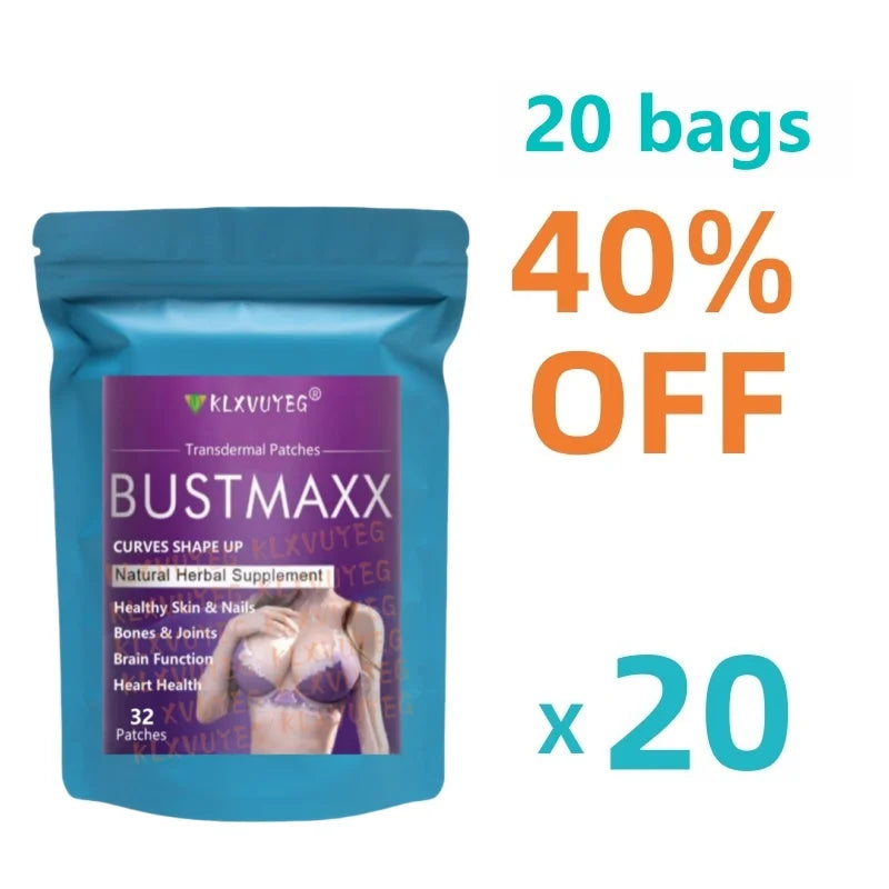 BUSTMAXX Clinical Strength Breast Augmentation Supplement, Transdermal Patches Produced in the USA, 32 pcs/bag