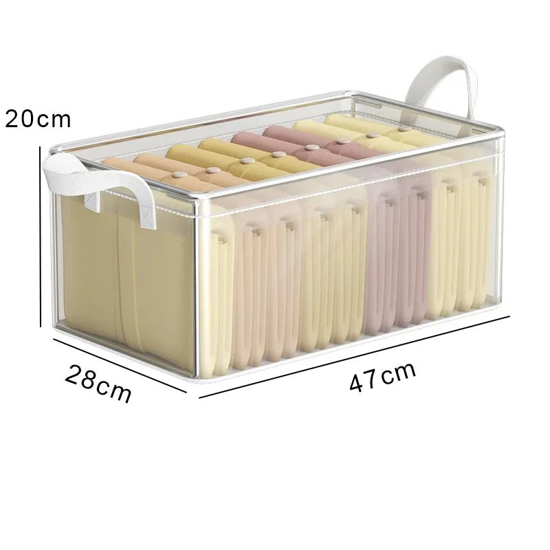 Cesta de almacenamiento transparente de PVC para ropa interior, caja de almacenamiento con marco de acero inoxidable, organizador de armario, caja de tela impermeable