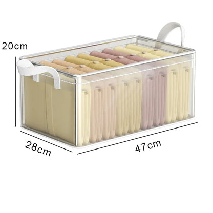 Cesta de almacenamiento transparente de PVC para ropa interior, caja de almacenamiento con marco de acero inoxidable, organizador de armario, caja de tela impermeable