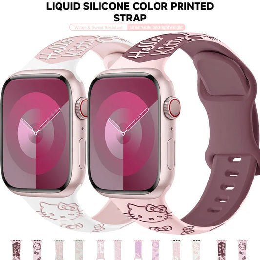 Cartoon Silicone For Apple Watch Band series 9 8 7 41mm 45mm 38mm 40mm Cute Girls Strap For iWatch SE 6 5 4 3 44mm 42mm Bracelet