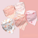 5pcs Baby Bibs Waterproof Pure Cotton Bilayer Saliva Towel Triangle Scarf Newborn Boys Girls Absorbent Cloth Bib Saliva Scarf