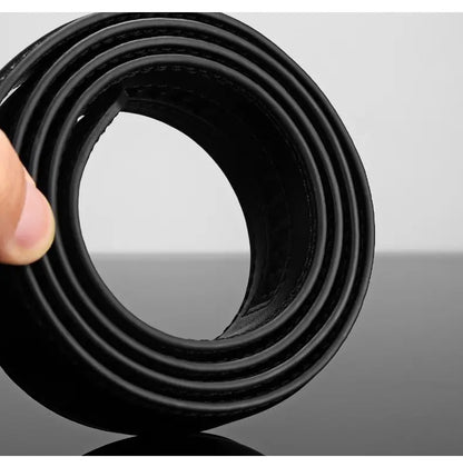 Cinturón de cuero para hombre, hebilla automática de metal, marca de alta calidad, cinturones de lujo para hombres, famoso trabajo, negocios, correa de PU negra.