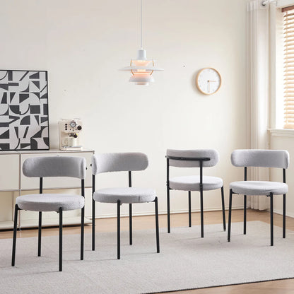 EGOONM 4Pcs Nordic Style Dining Chairs Upholstered Kitchen Chairs with Teddy Velvet Chair Home Desk Dining Room Kitchen Chairs
