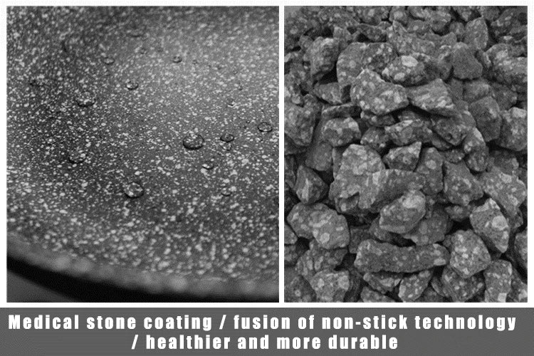 Durable Stone Frying Wok Pan Non-stick Ceramic Pot Induction Fryer Steak Cooking Gas Stove Skillet Cookware Tool for Kitchen Set