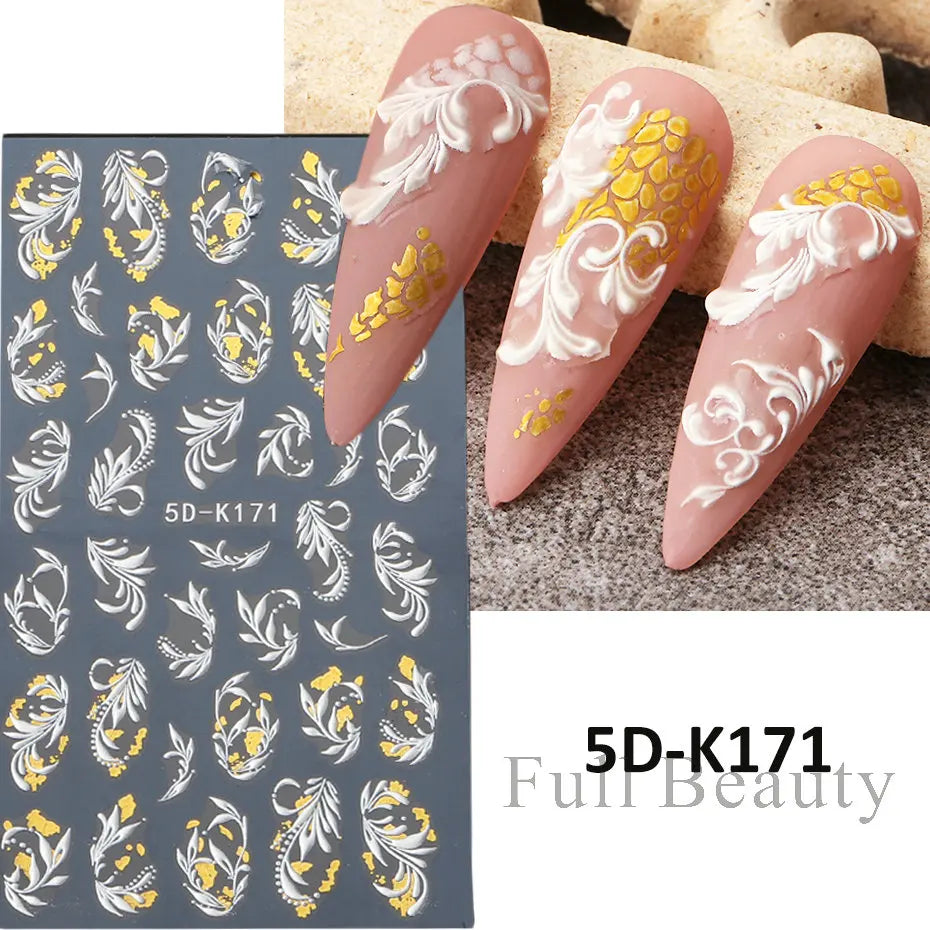 Stickers for Nails Marine Punk Black Line Design Art Slider Party Cool Decoration Adhesive Decal Emboss DIY Manicure Accessories