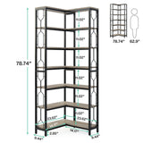 Tribesigns 7-Shelf Corner Bookshelf,Large Modern Corner Bookcase, 7-Tier Tall Corner Shelf Storage Display Rack with Metal Frame