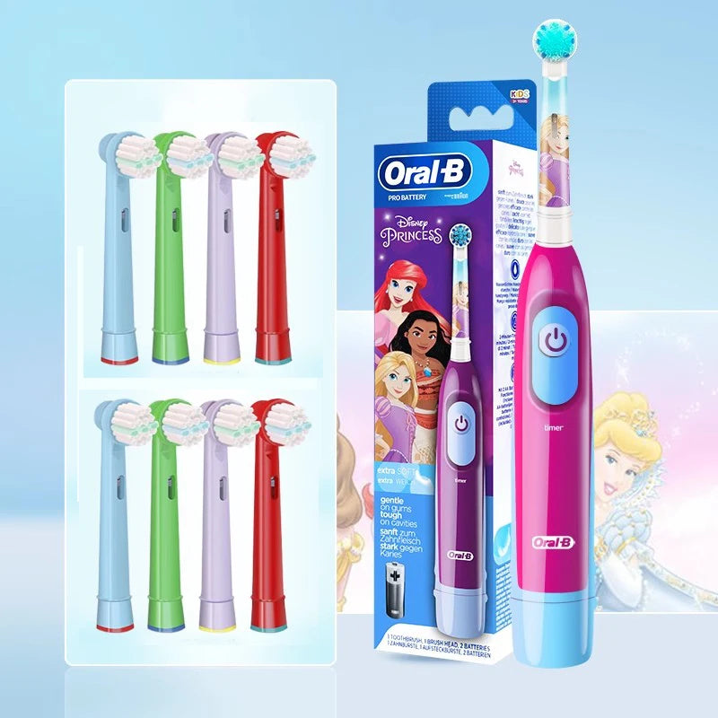Cepillo de dientes eléctrico Oral-B Kids con cerdas suaves y cabezal reemplazable con temporizador de 2 minutos para niños mayores de 5 años.