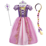 Fantasia de Princesa Rapunzel para Meninas – Cosplay Infantil para Halloween, Aniversário, Festa, Concurso ou Carnaval