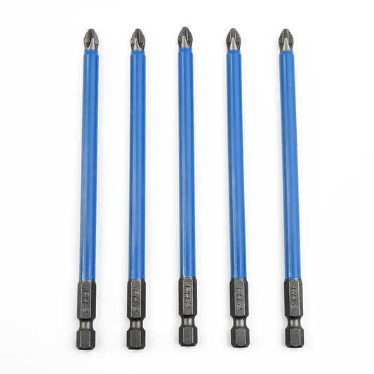 5Pcs PH2 Extra Long 127mm Magnetic Non-slip Screwdriver Bit Set 1/4 Hex Shank