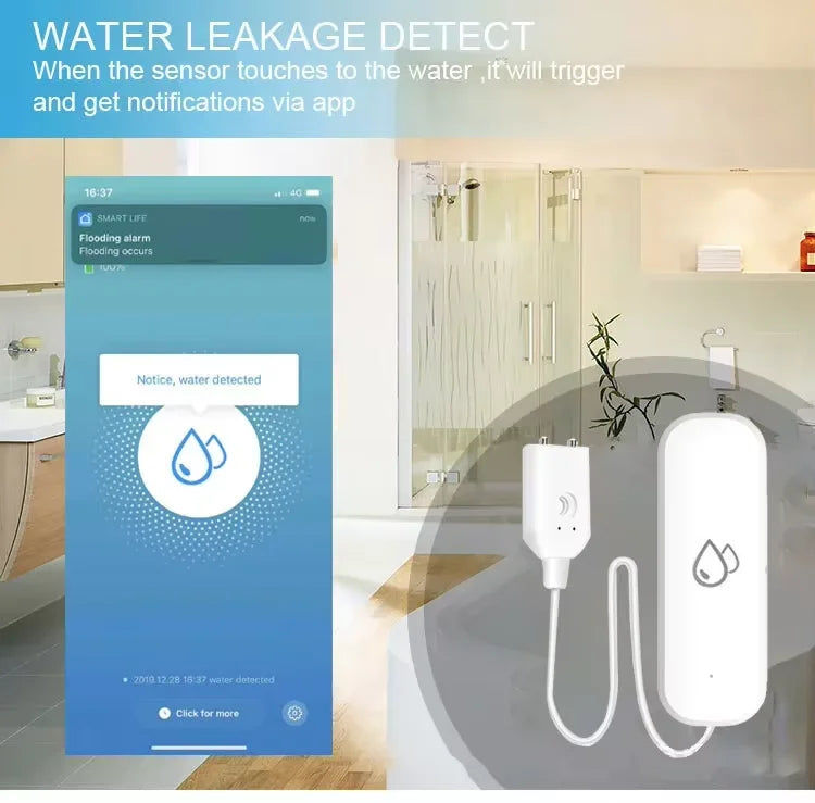 Tuya/Ewelink ZigBee Water Sensor Leakage Alarm Flood Leak Detector Smart Home APP Remote Control Smart Home Security Protection
