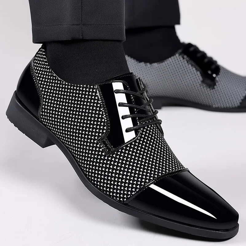 Classic Men Dress Shoes Slip on Black Leather Shoes for Men Plus Size Point Toe Business Casual Men Formal Shoes for Wedding