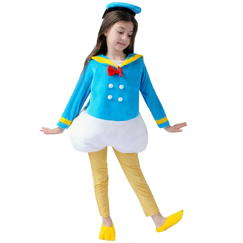 Anime Donald Duck Daisy Cosplay Costumes Boys Girls Prom Wear Kids Birthday Carnival Party Dress Up Stage Prop Cute Kids Clothes