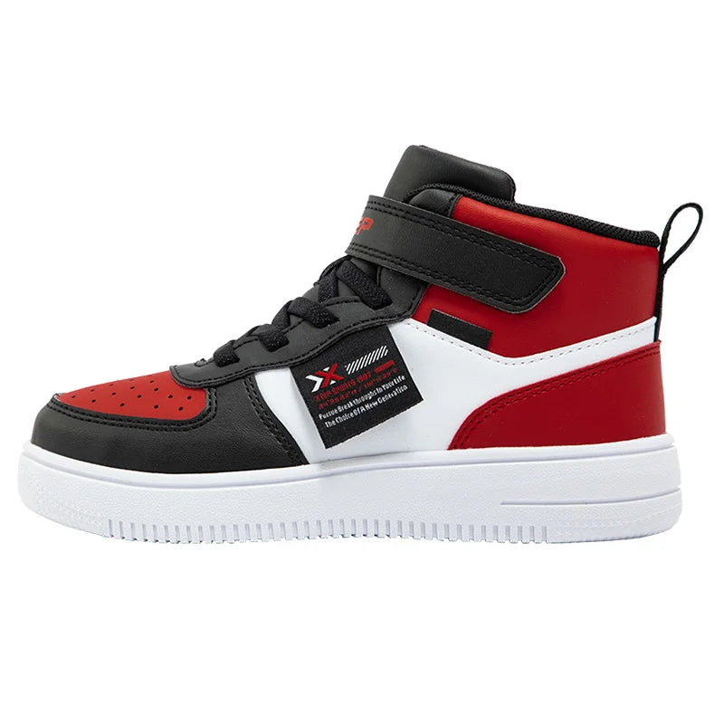 Xtep Kid's Skateboarding Shoes 2025 Spring Unisex Leather Fashion Casual Running Comfortable High-top Sneakers 676316319305