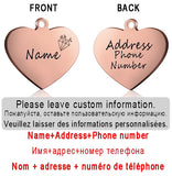 Dog ID Heart Tag Custom Personalized Cat Collar Pendant Engraved Pet Necklace Chain Charm Supplies For Name Products