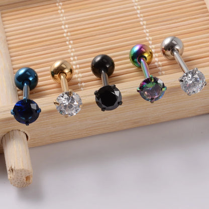 2 piercings de lengua de acero quirúrgico antialérgicos con circonitas y bola, joyería de moda.