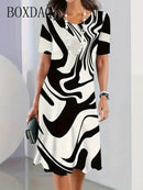 Fashion Elegant Women Dress Plus Size 8XL 9XL Short Sleeve O-Neck Casual Vacation Party Dress Big Size Floral Print A-Line Dress