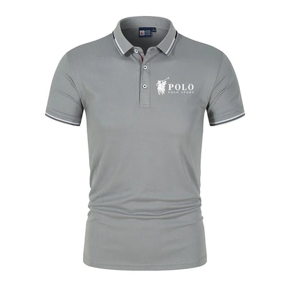 Men's premium summer polo shirt, quick drying, breathable, casual, business fashion, sports, short sleeved, men's clothing