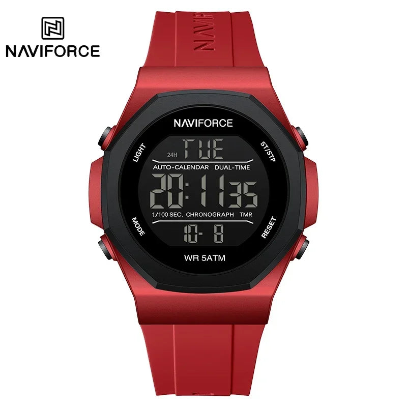NAVIFORCE NF7117 Sports Watch for Men 5ATM Waterproof Multifunction Electronic Watch Men's LCD Digital Wristwatch