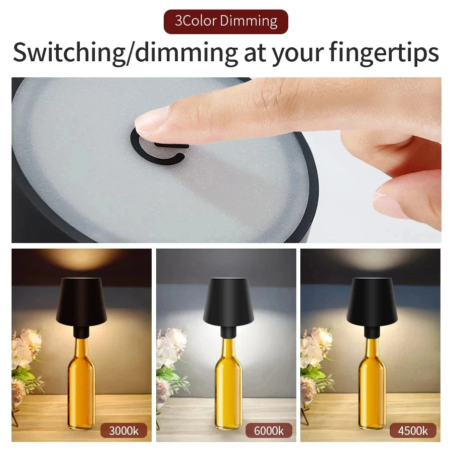 Table Lamp LED Touch Sensor Desktop Night Light Rechargeable Wireless Reading Lamp For Hotel Bar Restaurant Bedroom Decor Light