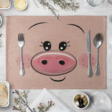 40X30cm Animal Cotton Linen Table Mat Cartoon Pig Bear Fox Frog Pattern Placemats For Children Kids Kitchen Dining Place Mats
