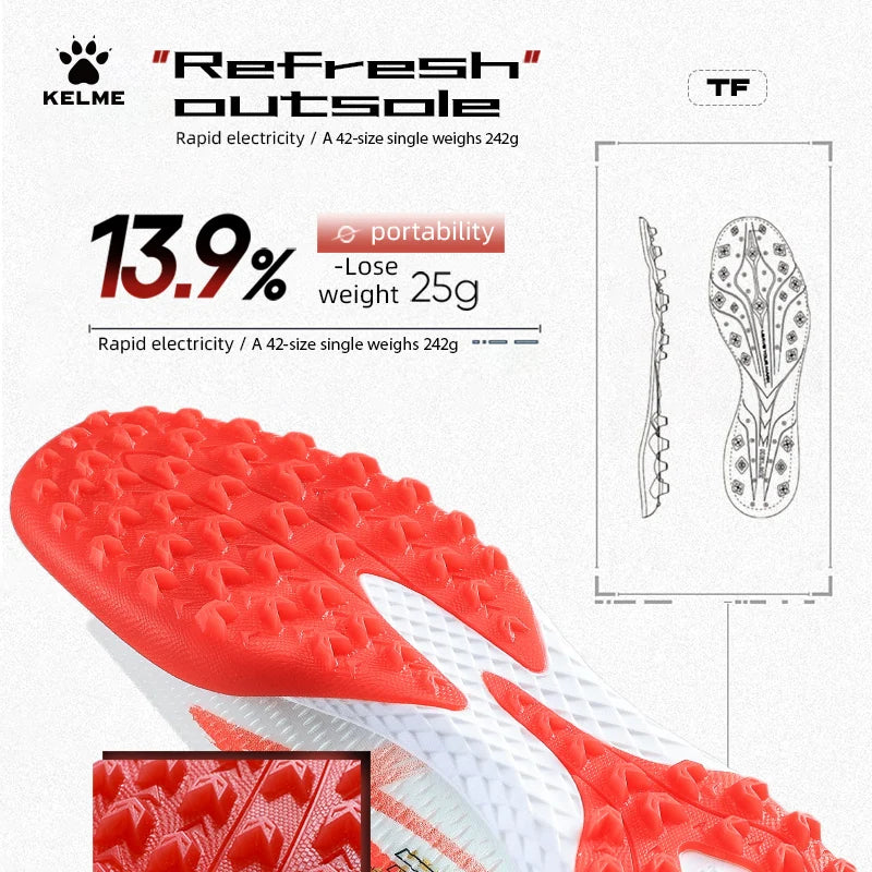 KELME Man MG Soccer Shoes Artificial Grass Slip-Resistant Cushioning Training Football Boot AG Sports Training Shoes