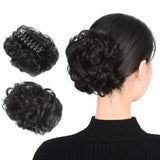 Coque despojado com piranha claw clip aplique de cabelo cacheado