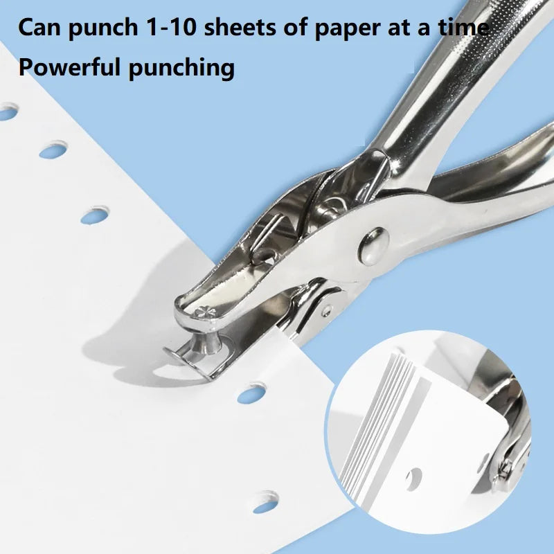 New Hand Held Metal Stationery Round Hole Paper Punch Bind Paper Perforator Cutter Corners Hole Punch DDK02