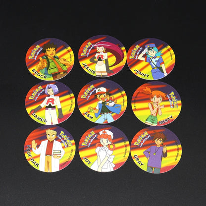 Caja de 100/160 tazos de Pokémon de 1.ª y 2.ª generación, colección de cartas redondas y cuadradas 3D, álbum de entrenadores, Pogs, Cheetos, Chipitaps