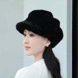 High Quality Cold Protection Women's Beret Solid Color Imitation Mink Winter All-Match Hat Light Luxury Thick Warm Hat