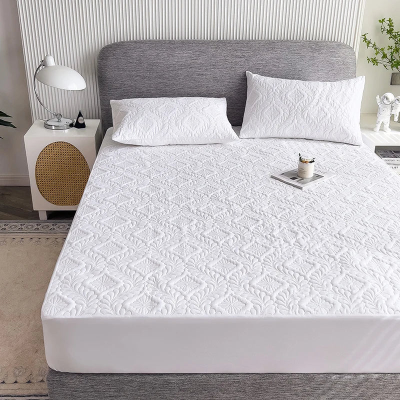 Waterproof Mattress Protector Thicken Fitted Bed Sheet Breathable & Noiseless Mattress Pad for Twin/Double/Queen/King Size Beds