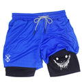 Men's compression gym shorts, boxing printed sports pants, double layered, quick drying, basketball, beach, muscle, fitness