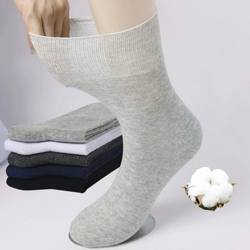 5 Pairs Plus Size EUR 45-50 Prevent Varicose Veins Socks Mens Diabetics Patients Cotton Loose Mouth Sock Man Women Comfort Meias