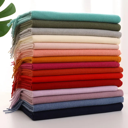 Bufanda de invierno de 62 colores para mujer, larga y cálida, de cachemir, hiyab, chal liso, pashmina, pañuelo para la cabeza