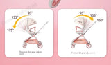 Pink Newborn Stroller can sit or lie down 0-6 years old Children Lightweight Folding Boardable Travel 360 ° Steering Stroller