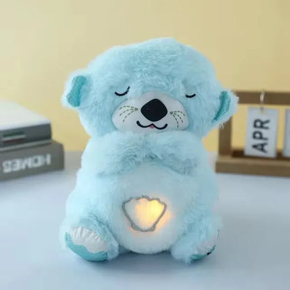 Baby Toy Doll, Breathing Bear, Newborn Sleep Relaxation Playmate, Otter Toy, Gentle Sleep Music, Light Plush Toy with Sound, Gif