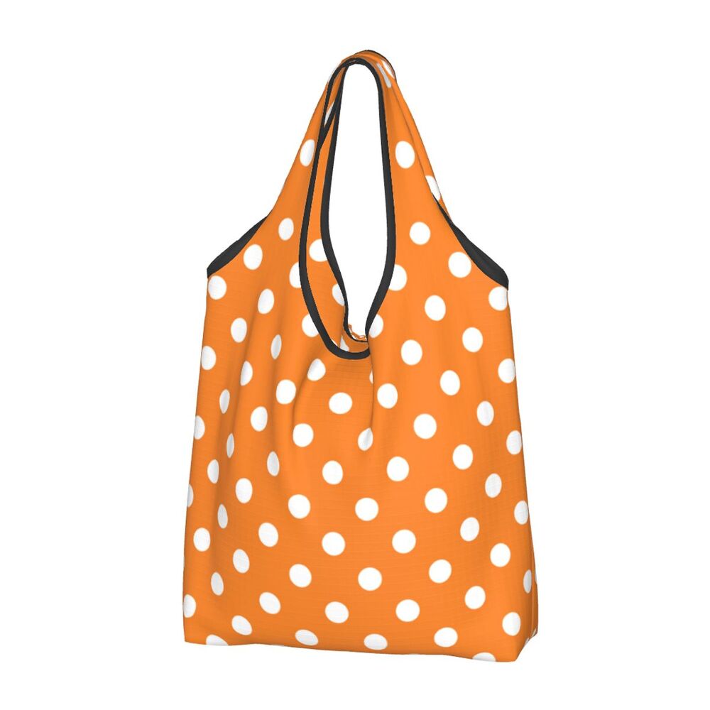 Custom Recycling Classic Black And White Polka Dot Shopping Bag Women Tote Bag Portable Grocery Shopper Bags