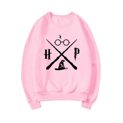 Sudadera con sombrero de mago, sudadera con varita de mago, jerséis HP, sudaderas con capucha gráficas unisex de manga larga, sudaderas de escuela de magia, ropa de calle, top
