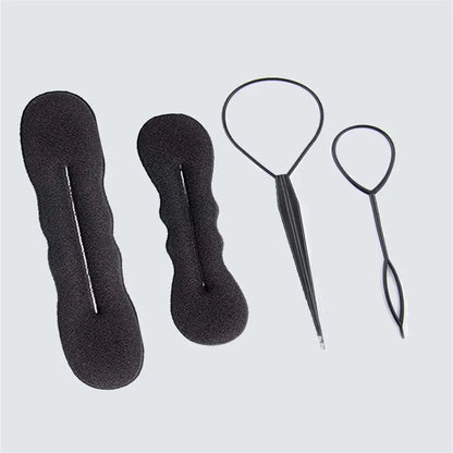 Esponja de plástico laço encaracolado fabricante de cabelo scrunchie bandana torção donut bun modelador hairbands ferramentas penteado