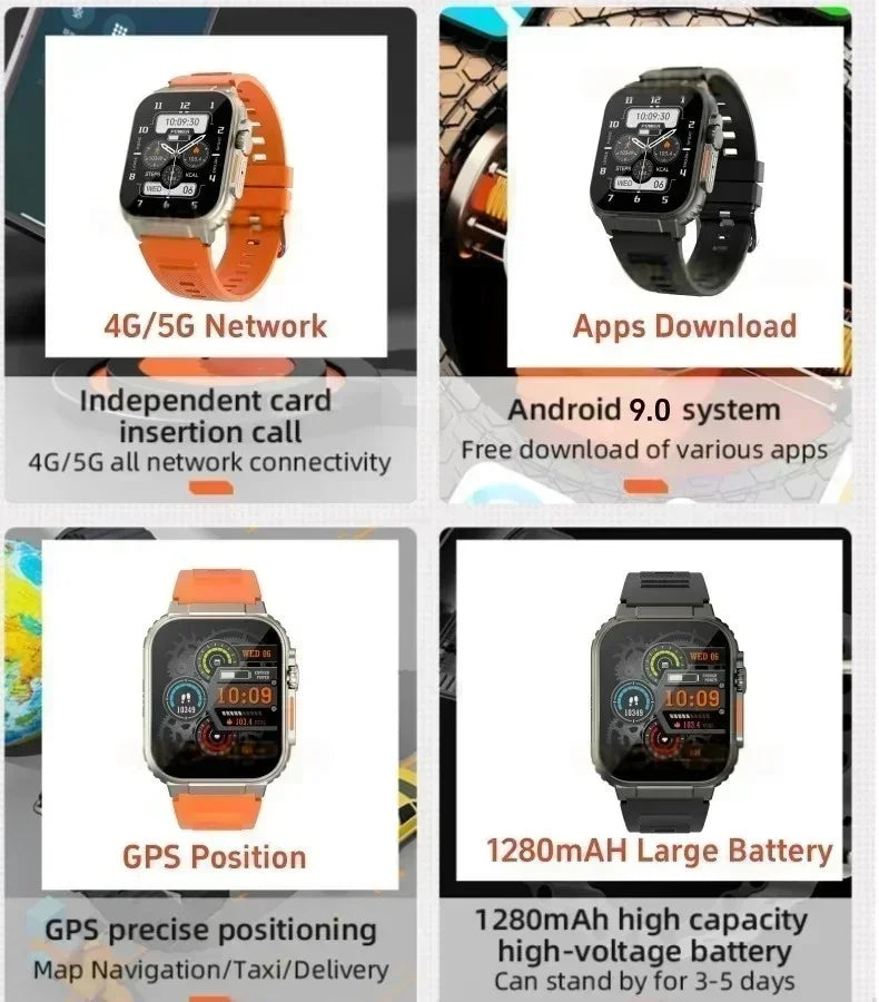 CDS9 5G Smartwatch: Android Smartwatch | 2.2" AMOLED HD | 180° Rotating Camera | 4G & GPS