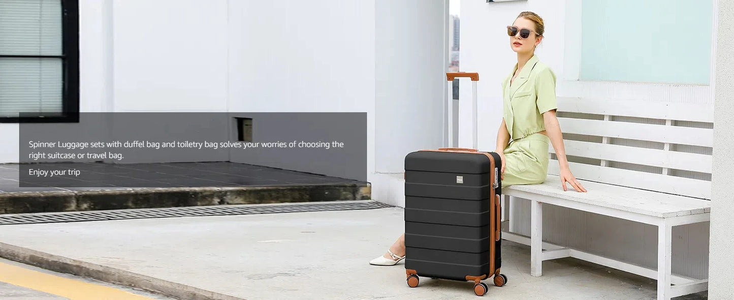 imiomo Travel Luggage Sets 5-Piece, Lightweight Durable Suitcase with Duffel Bag and Toiletry Bag, TSA Lock, Spinner Wheels
