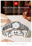 Relógio feminino Olevs de luxo quartzo a prova de agua calendário de pontos elegantes em estilo diamante