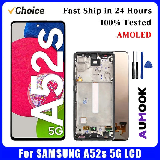 Pantalla táctil LCD Super AMOLED para Samsung A52s 5G, digitalizador, montaje de pantalla para Samsung A528