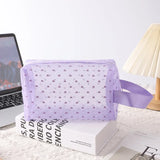 Heart-Shaped Nylon Mesh Cosmetic Bag Portable Toiletry Organizer for Women Makeup Storage