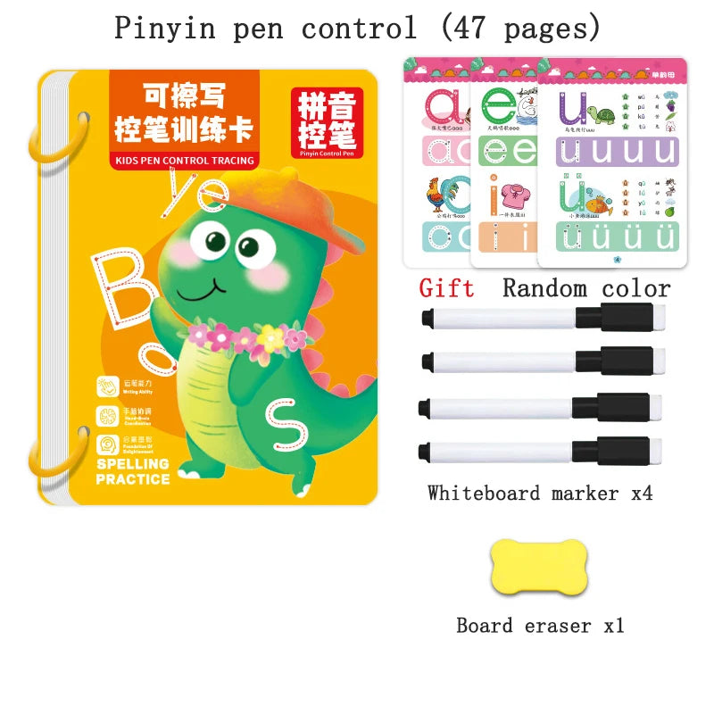 Montessori Drawing Book Reusable Magic Children Practice Copybook Control Training Book Magical Tracing Workbook