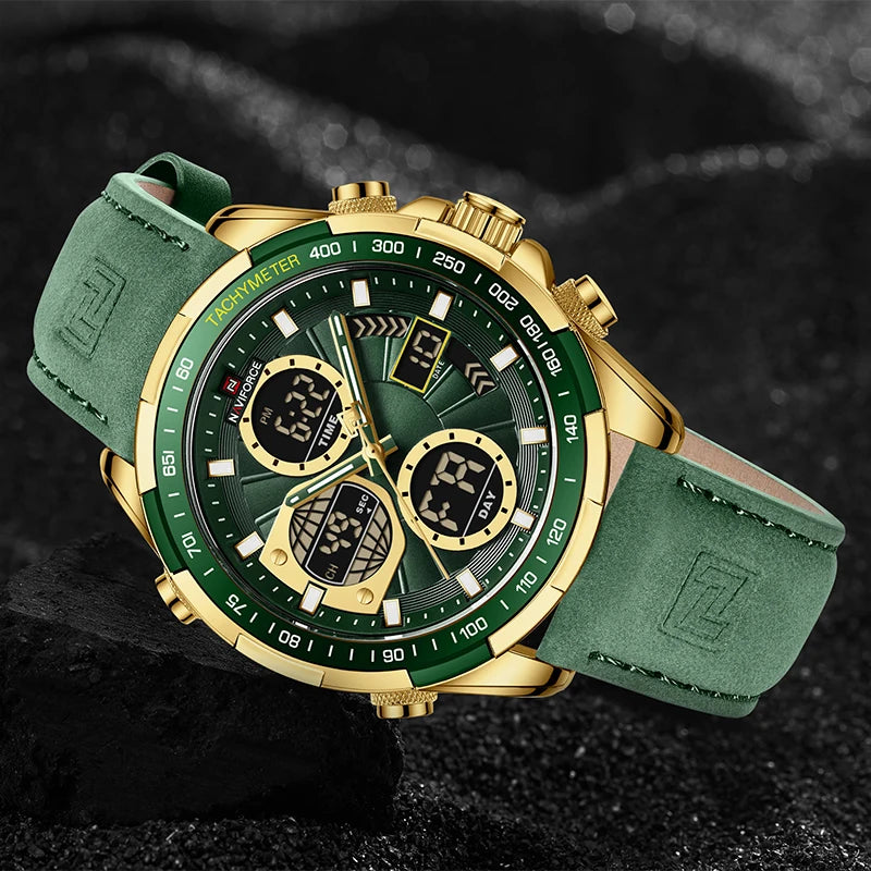 New NAVIFORCE Watches for Men Leather Men's Military Sport Waterproof Watch Quartz Wristwatch Chronograph Male Clock