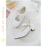 Girls Purple High Heels For Kids Princess RED Leather Shoe Footwear Children's Dress Party Wedding Shoes Round Toe 1-3CM