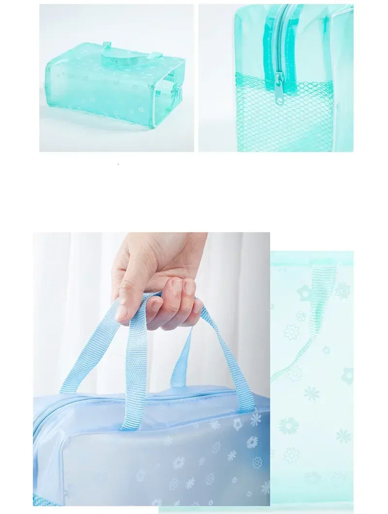 1 Pc PVC Transparent Cosmetic Bag Clear Makeup Bag for Women Girl Waterproof Zipper Beauty Case Travel Handbag Toiletry Bags